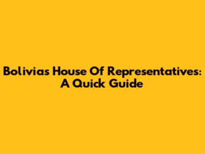 Bolivia's House Of Representatives: A Quick Guide